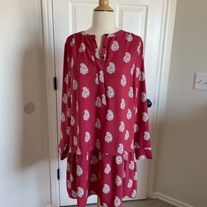 LOFT Red Drop Waist Dress M